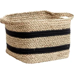 Mand Lorrach Zwart Naturel 28x28x21 cm^ Manden
