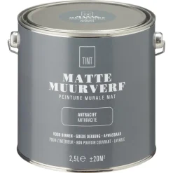 Muurverf Mat Antraciet 2.5 l^ Muurverf
