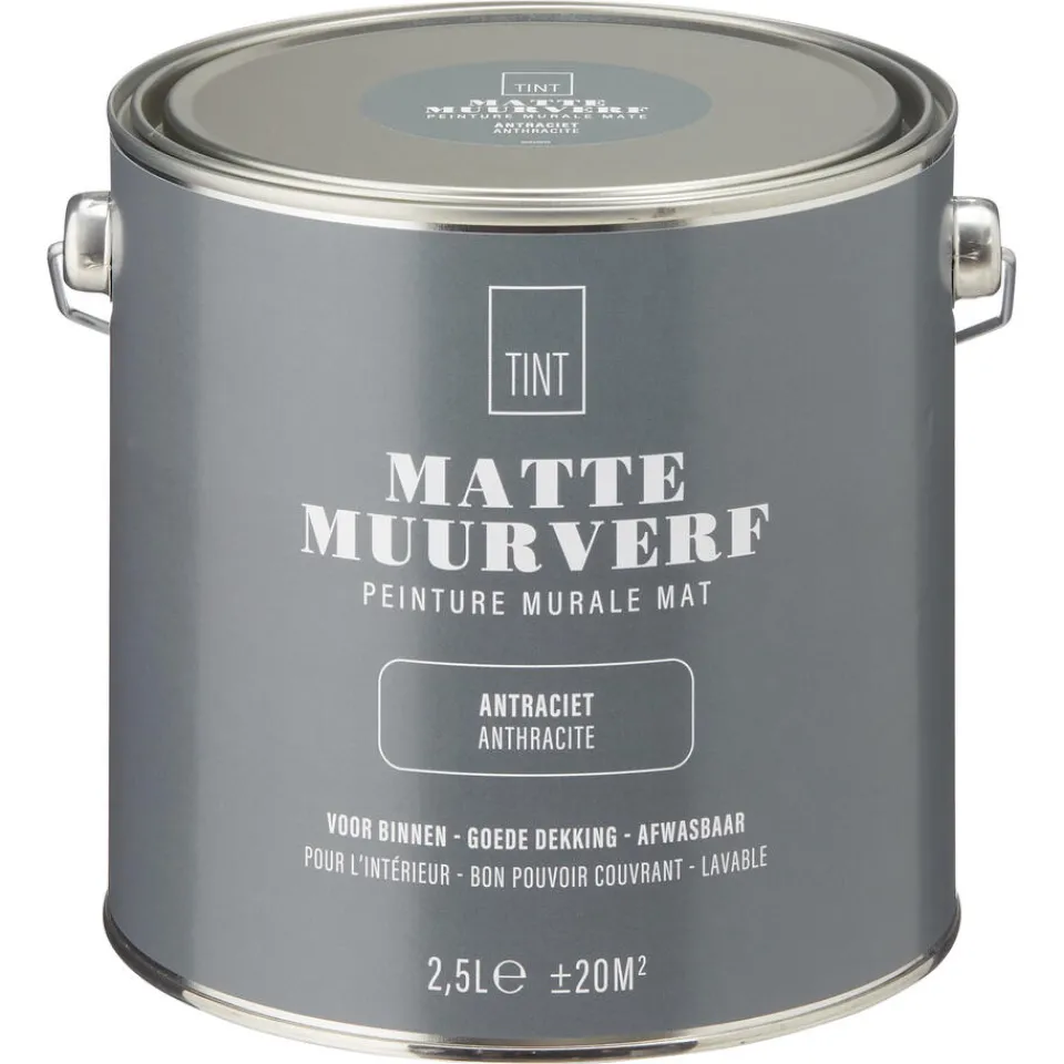 Muurverf Mat Antraciet 2.5 l^ Muurverf