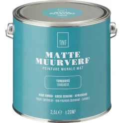 Muurverf Mat Turquoise 2.5 l^ Muurverf