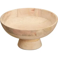 Schaal Op Voet 鈱€30cm Hout Naturel^ Schalen