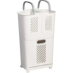 Wasmand 3-Vakken 70 Liter Beige^ Wasmanden