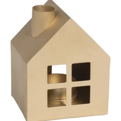Waxinelichthouder Huis Metaal Goud 11 cm^ Waxinelichthouders